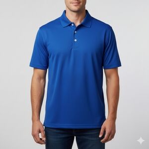 George Men's Royal "Spice" Checkered Polo Shirt Short Sleeve Size Large (42-44)